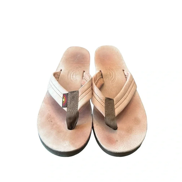 Rainbow Single Layer Pink Leather Women’s Sandals - Picture 2 of 4